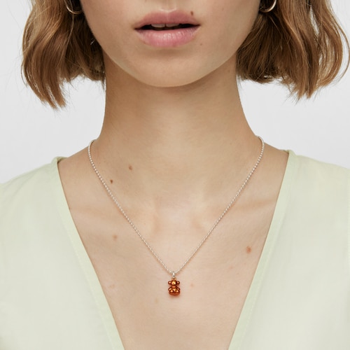 Small Bold Bear orange steel bear Pendant