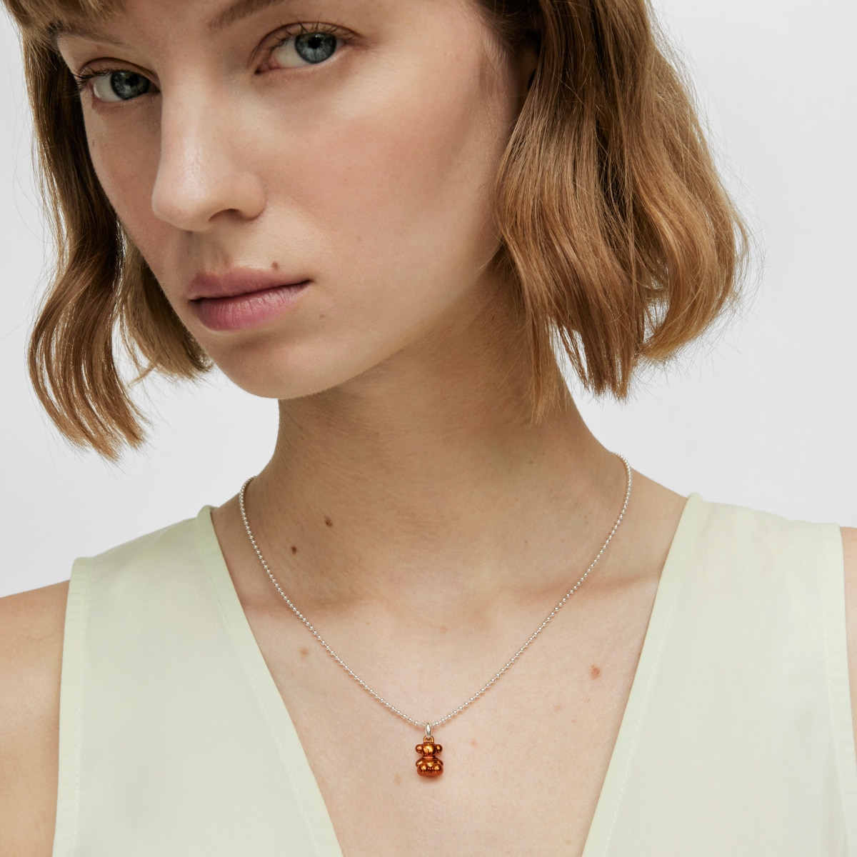 Small Bold Bear orange steel bear Pendant