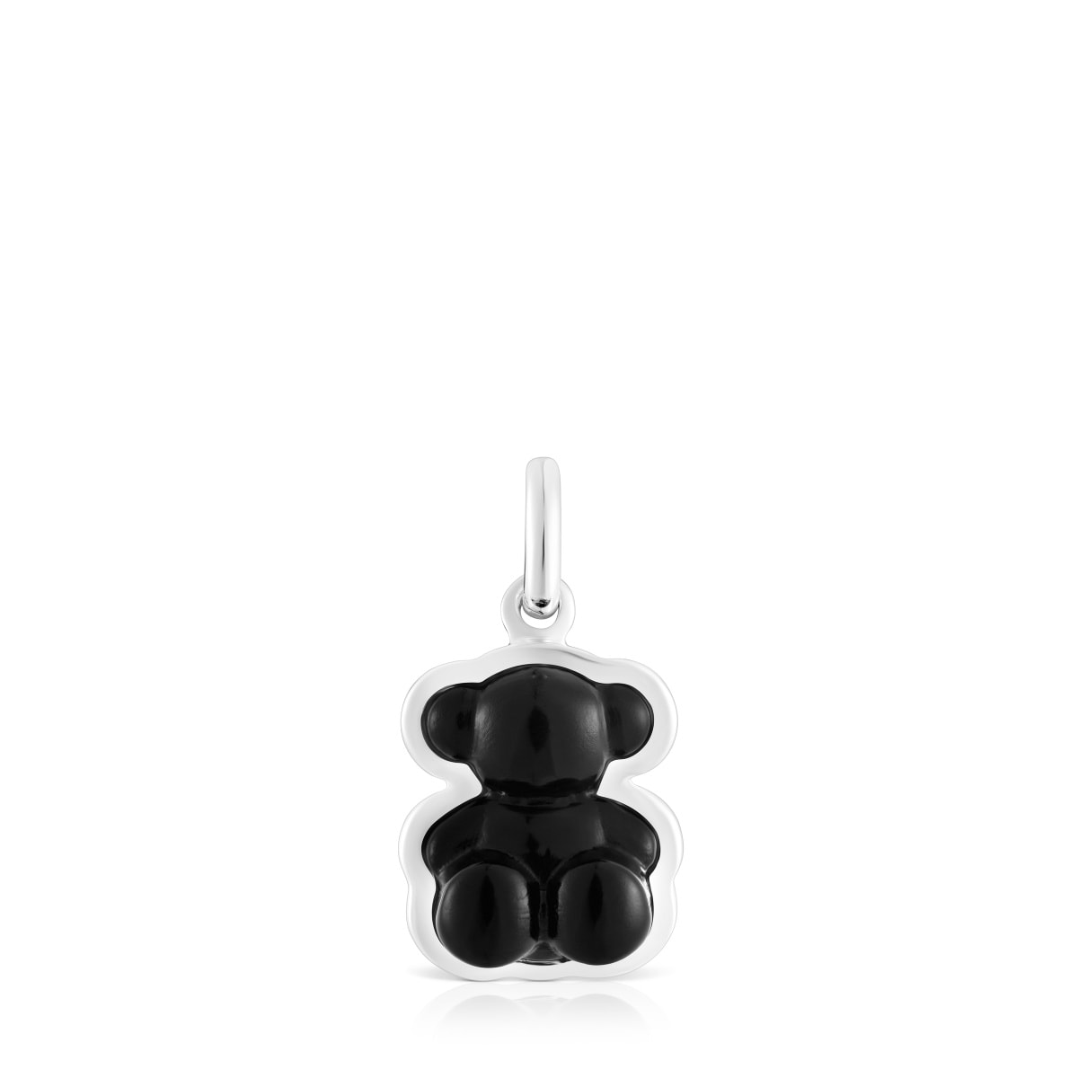 Silver Bold Bear pendant with onyx image number 0