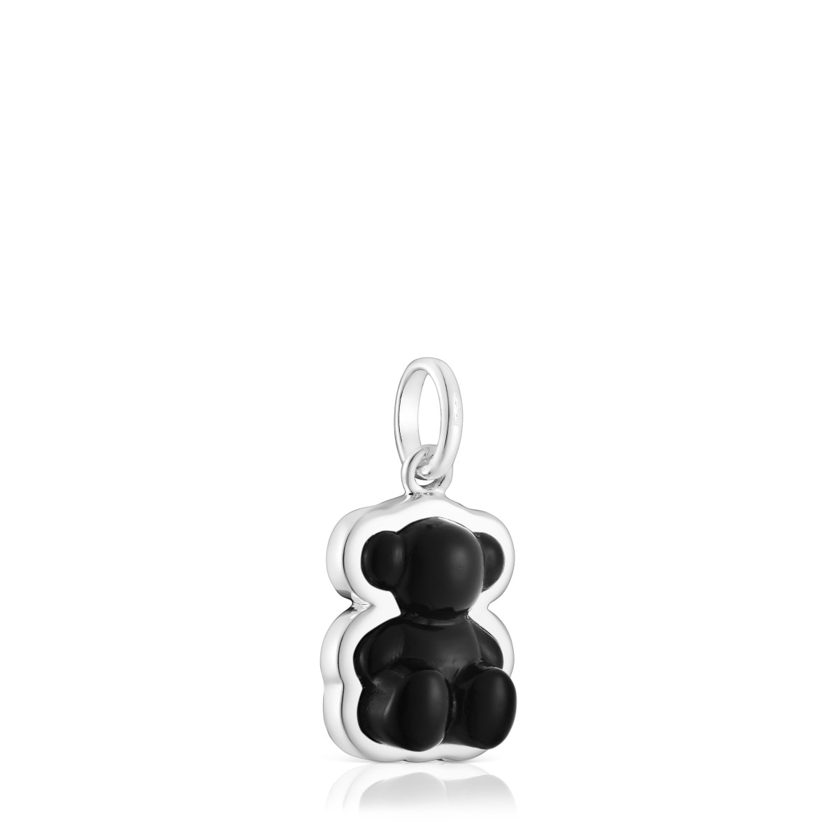 Silver Bold Bear pendant with onyx image number 1