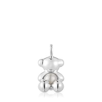 Colgante oso mediano de plata y perla cultivada Bold Bear