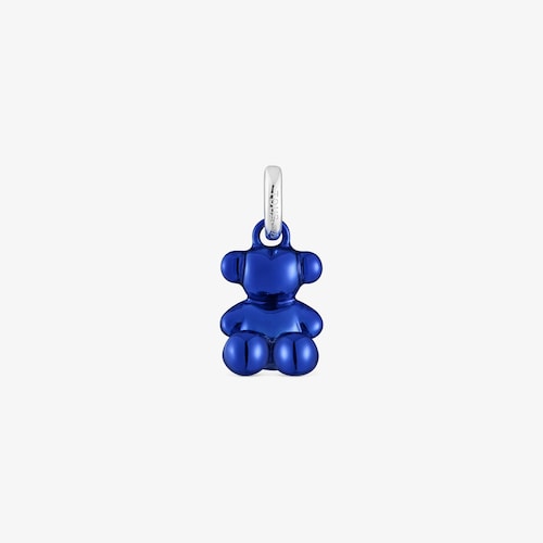 Pendentif ourson en acier bleu marine petit Bold Bear