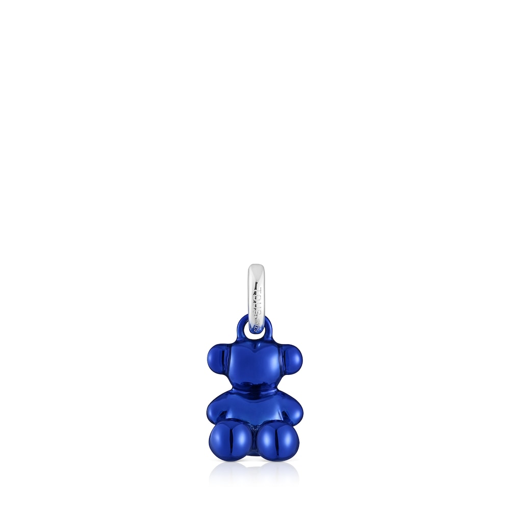 Small Bold Bear navy blue steel bear Pendant