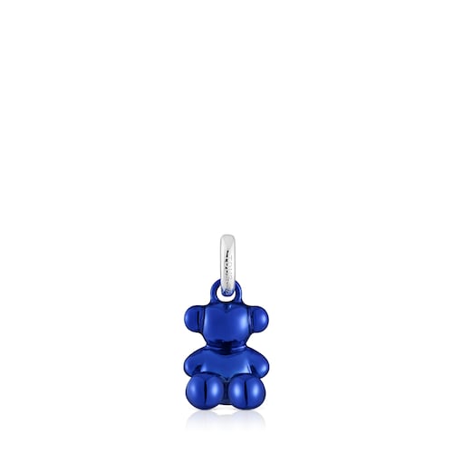 Small Bold Bear navy blue steel bear Pendant