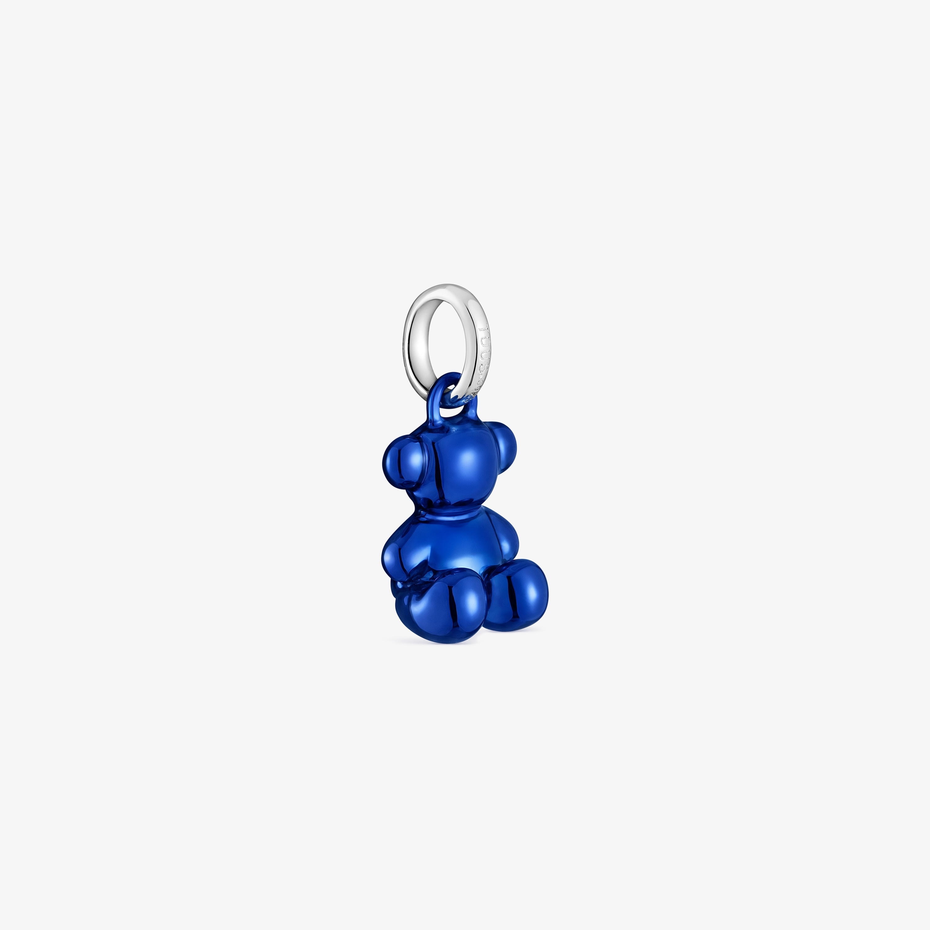 Small Bold Bear navy blue steel bear Pendant
