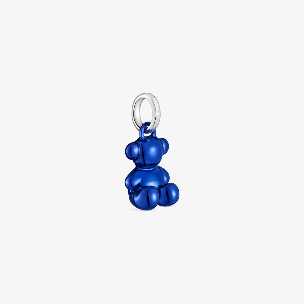 Small Bold Bear navy blue steel bear Pendant