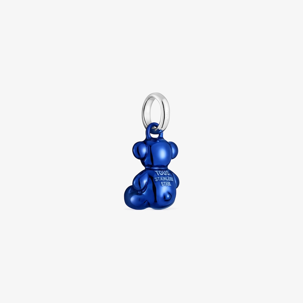 Small Bold Bear navy blue steel bear Pendant