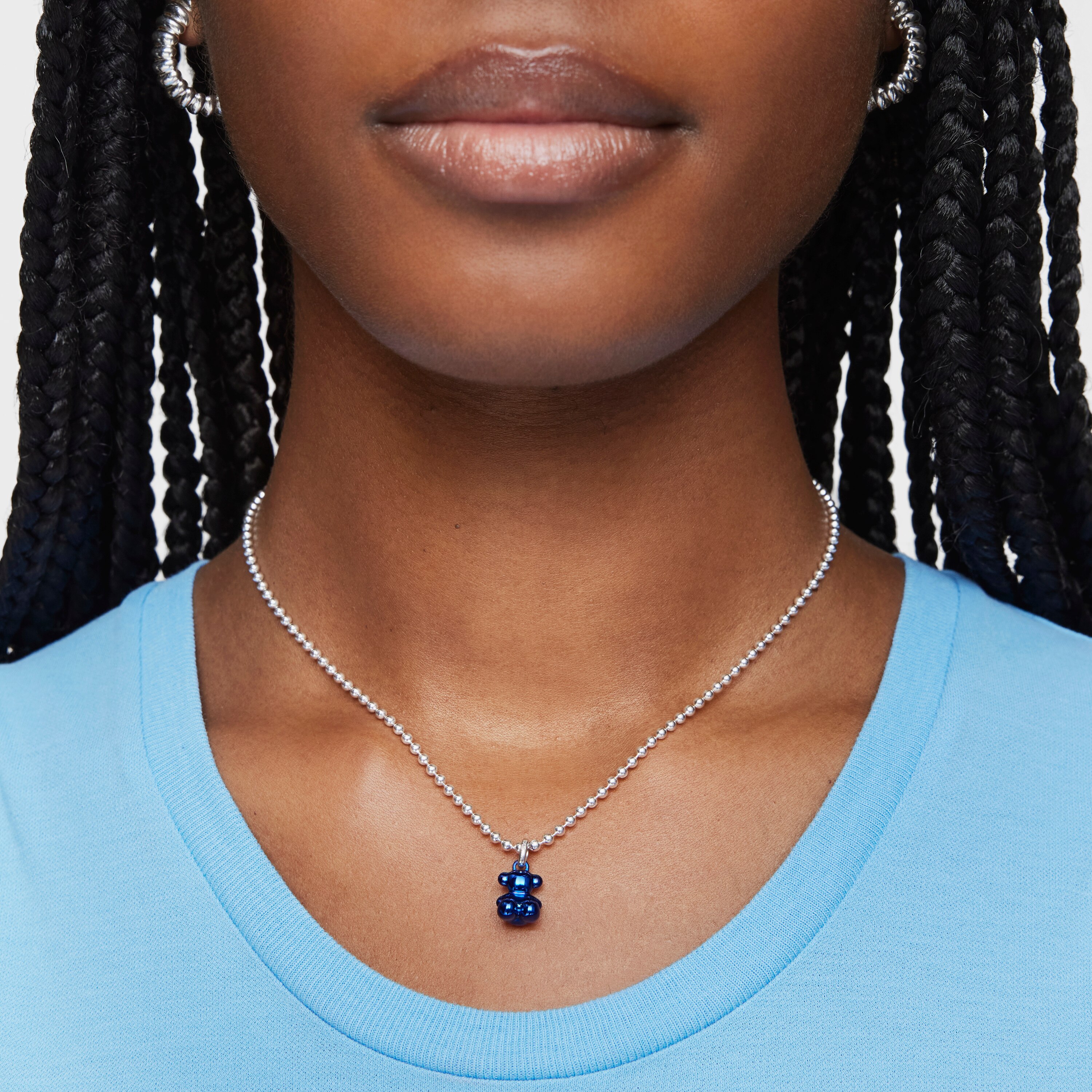 Small Bold Bear navy blue steel bear Pendant