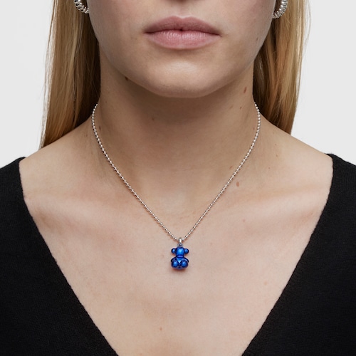 Medium Bold Bear blue steel bear Pendant