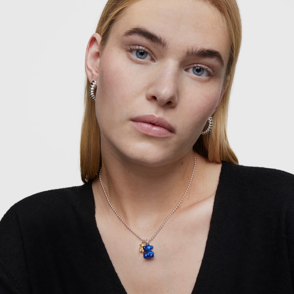 Colgante oso mediano de acero en color azul marino Bold Bear