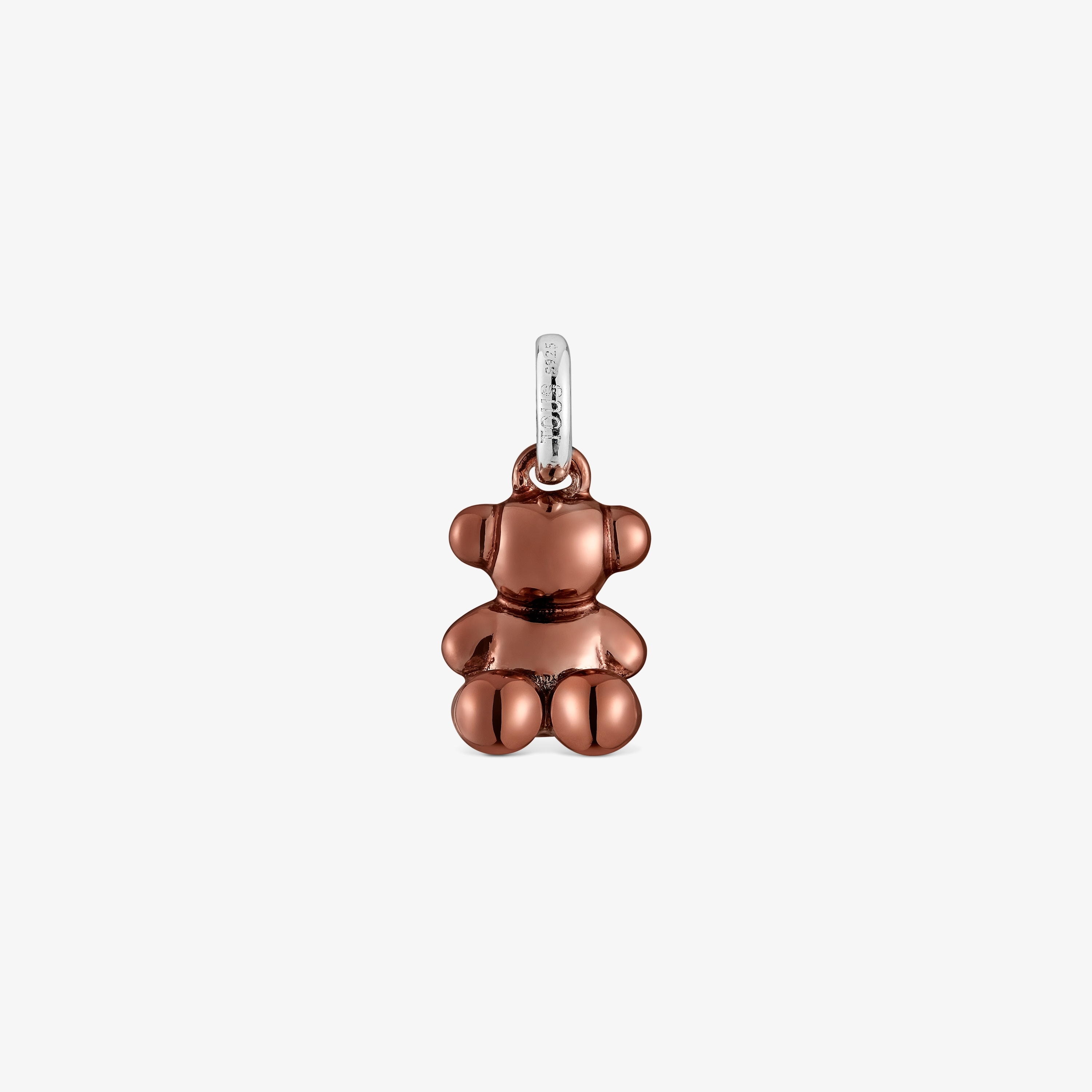 Small Bold Bear coppery-pink steel bear Pendant
