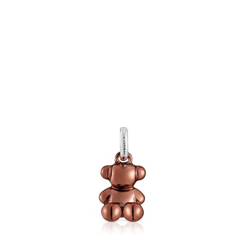 Colgante oso pequeño de acero en color rosa cobrizo Bold Bear