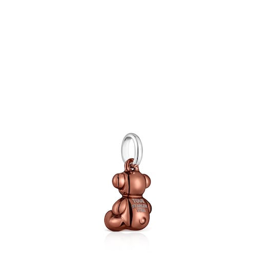Colgante oso pequeño de acero en color rosa cobrizo Bold Bear