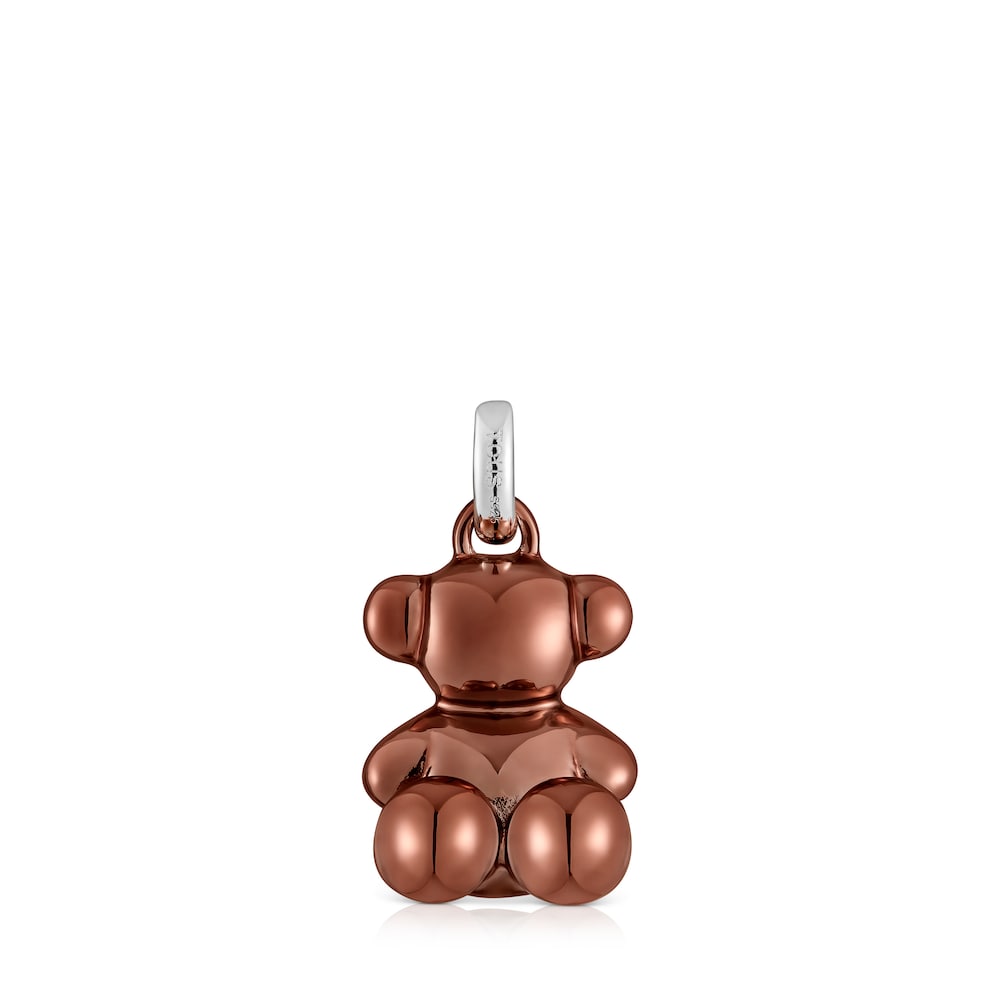 Pingente urso médio em aço na cor rosa acobreado Bold Bear