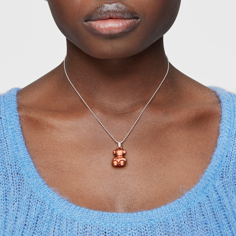 Colgante oso mediano de acero en color rosa cobrizo Bold Bear