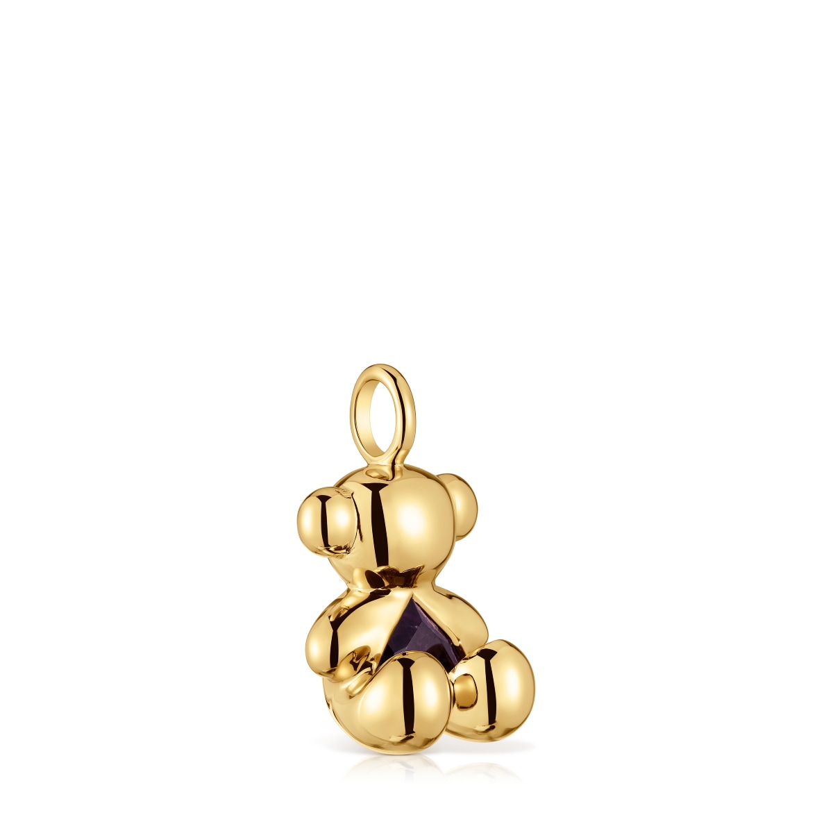 Medium bear Pendant, with 18 kt gold plating over silver and amethyst Bold Bear