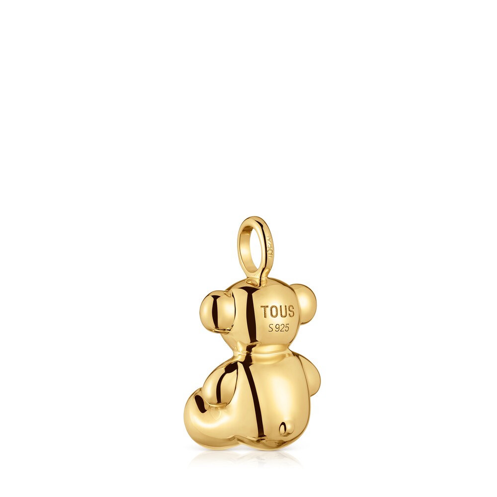 Medium bear Pendant, with 18 kt gold plating over silver and amethyst Bold Bear