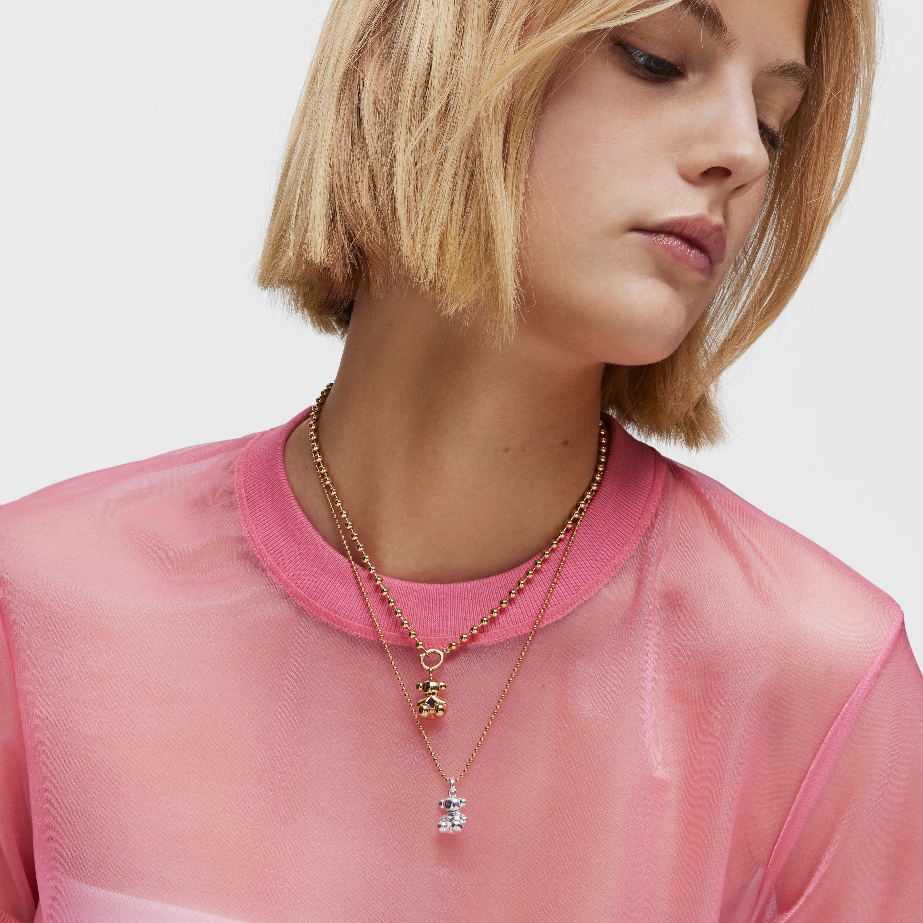 Medium bear Pendant, with 18K gold vermeil and amethyst Bold Bear