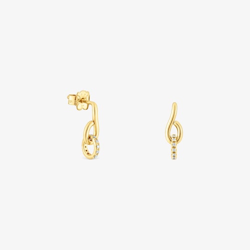 Brincos argola Bent em ouro com diamantes