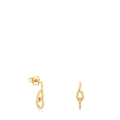 Pendientes anilla de oro con diamantes Bent image number 0