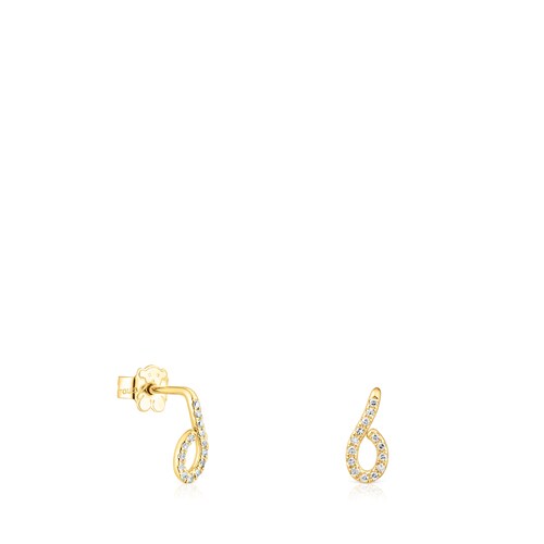 Gold Bent Earrings with diamonds image number 0