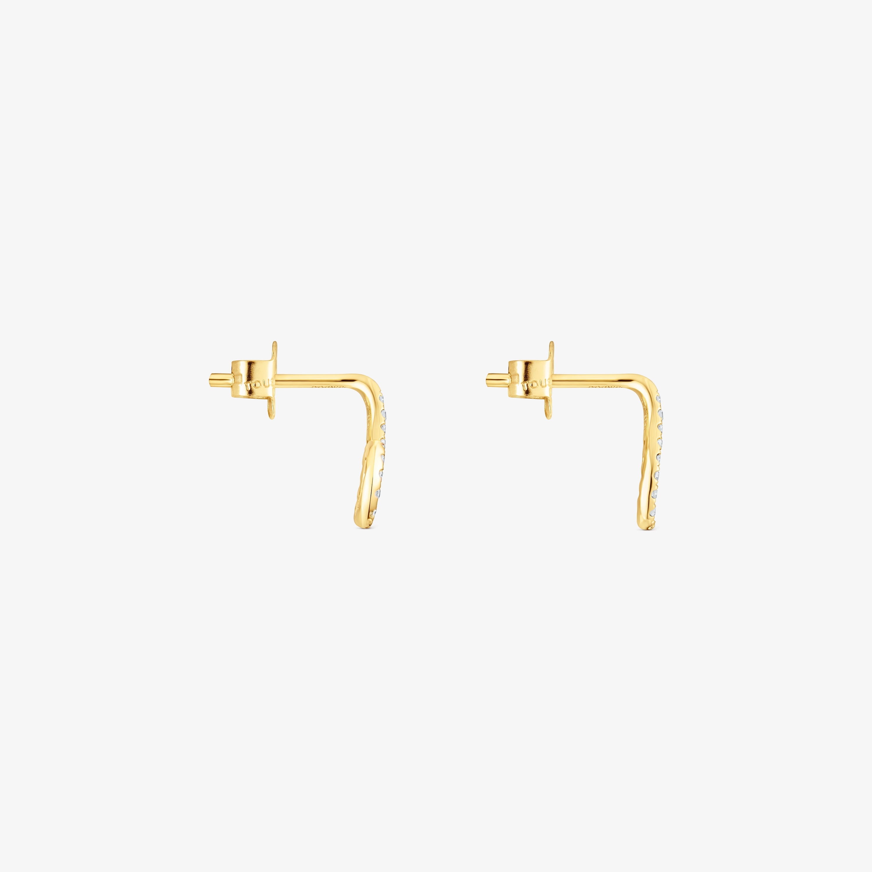 18K Solid Gold Bent Earrings with diamonds
