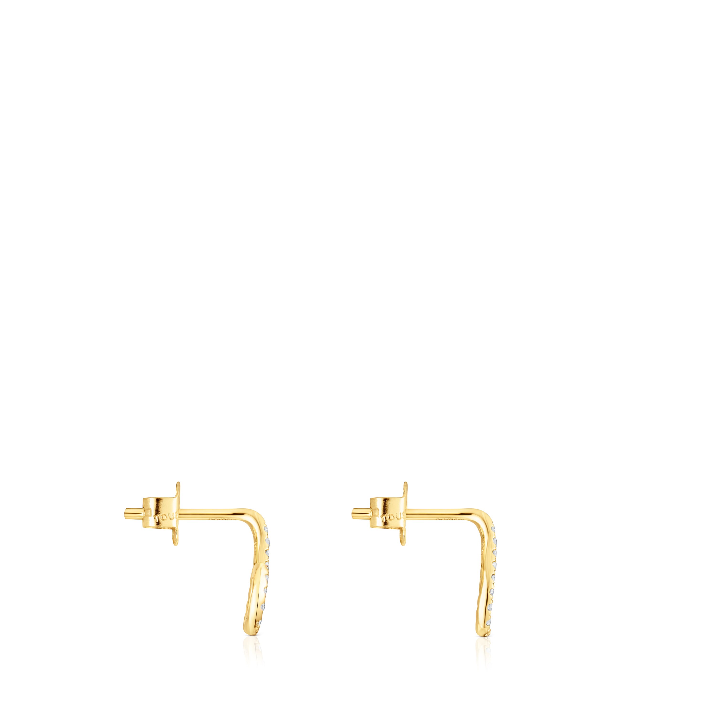 Gold Bent Earrings with diamonds