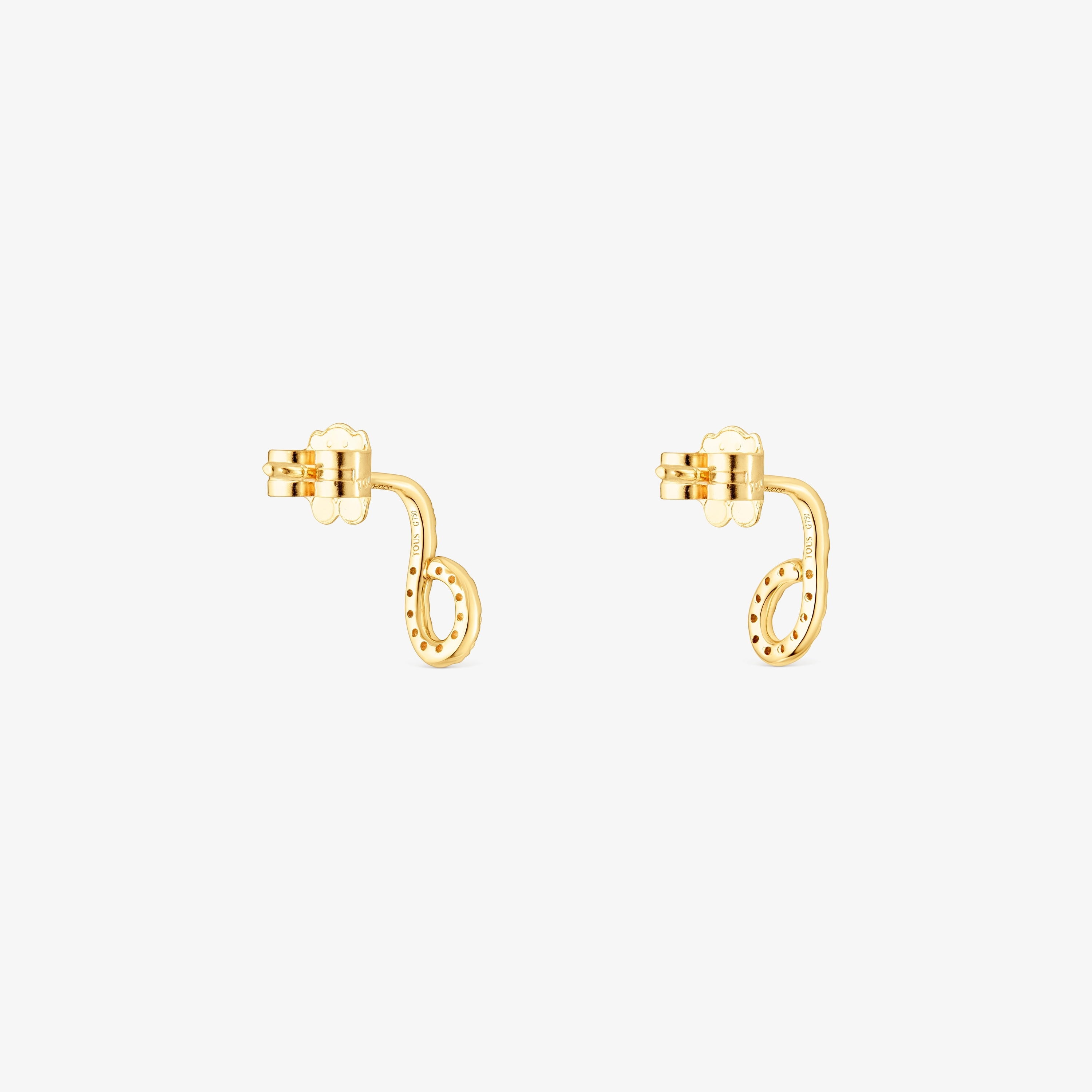 18K Solid Gold Bent Earrings with diamonds