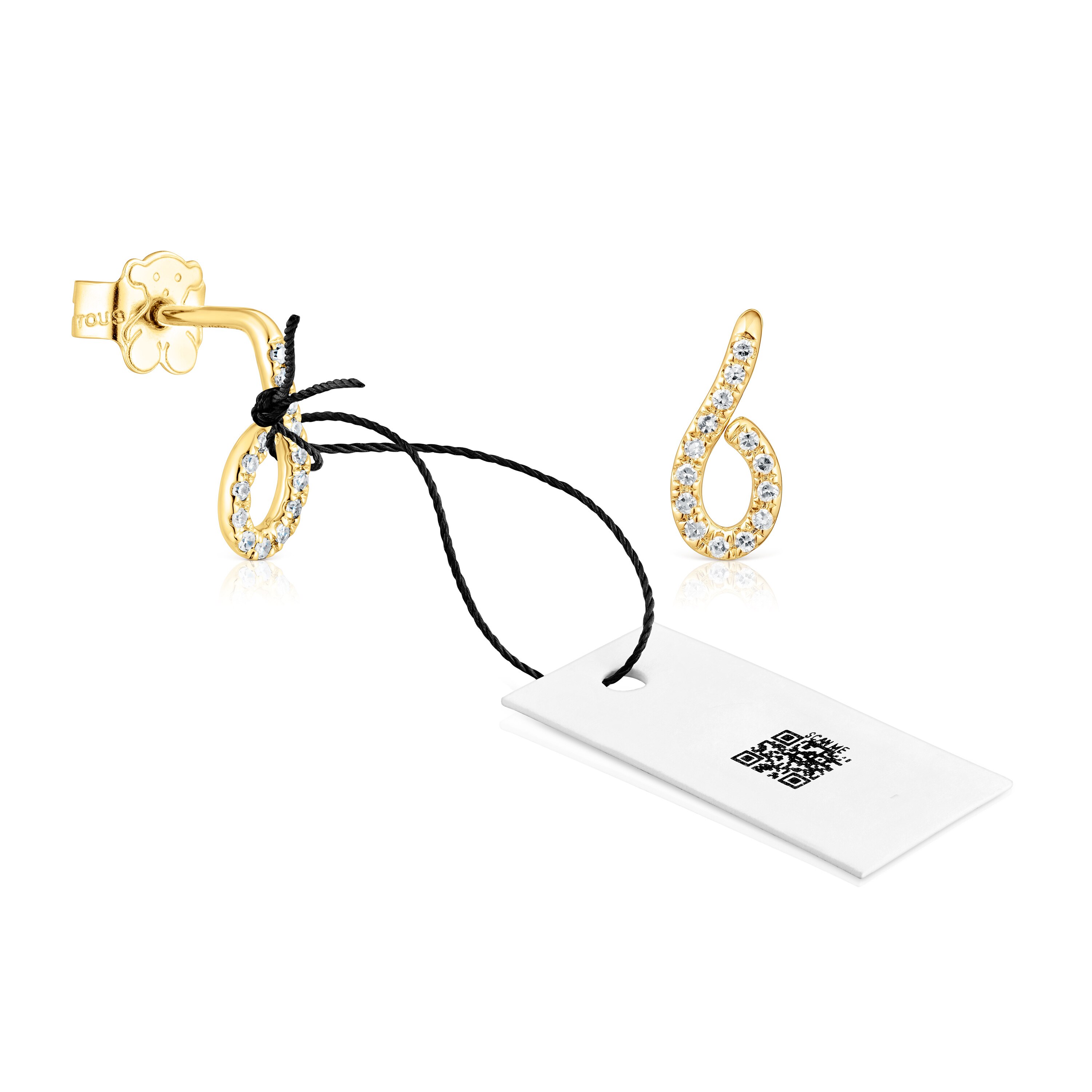 18K Solid Gold Bent Earrings with diamonds