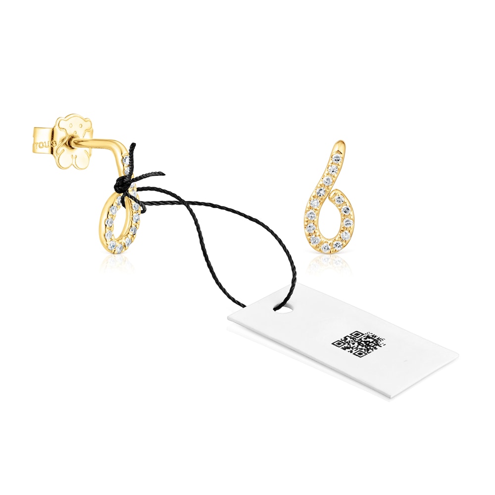 Gold Bent Earrings with diamonds