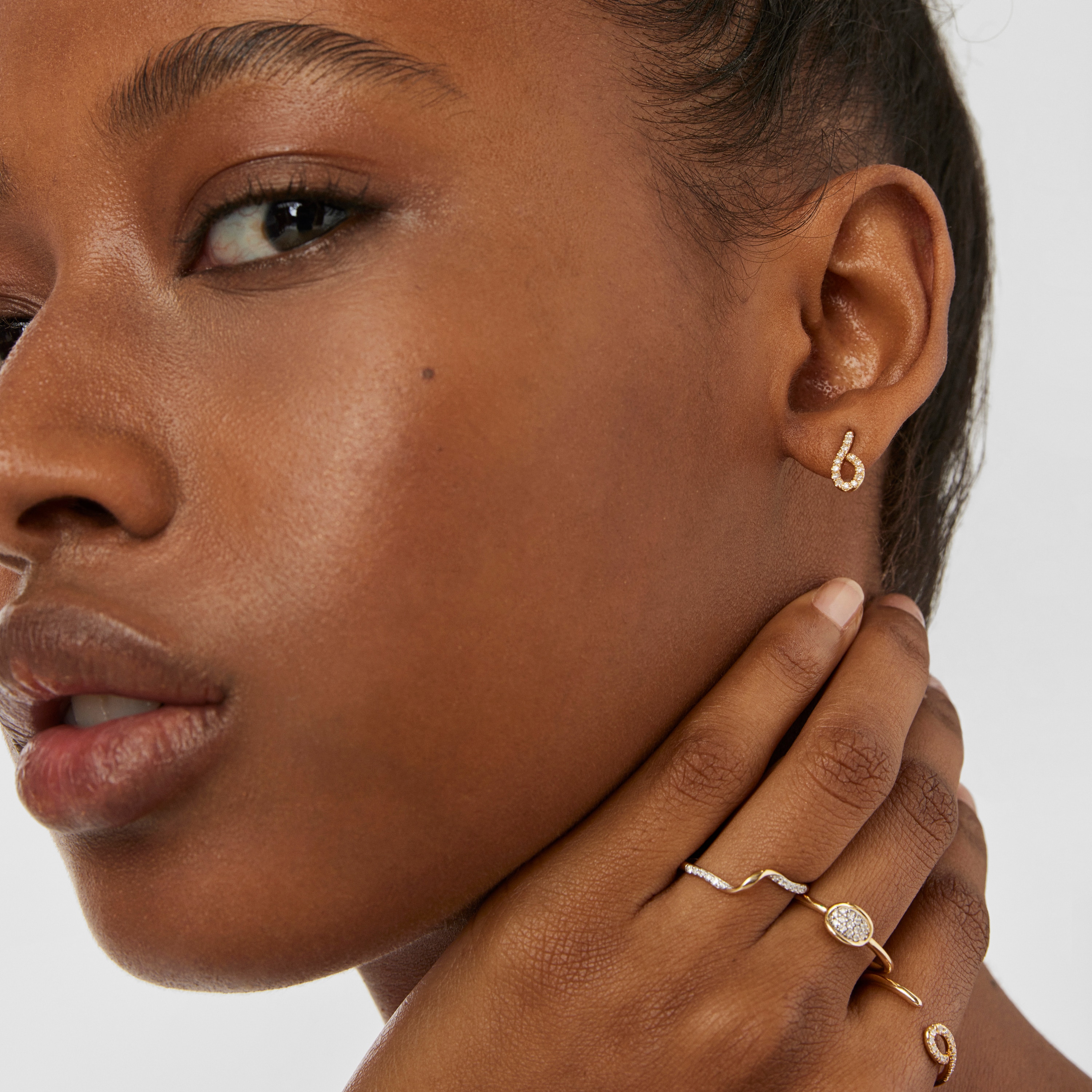 Gold Bent Earrings with diamonds