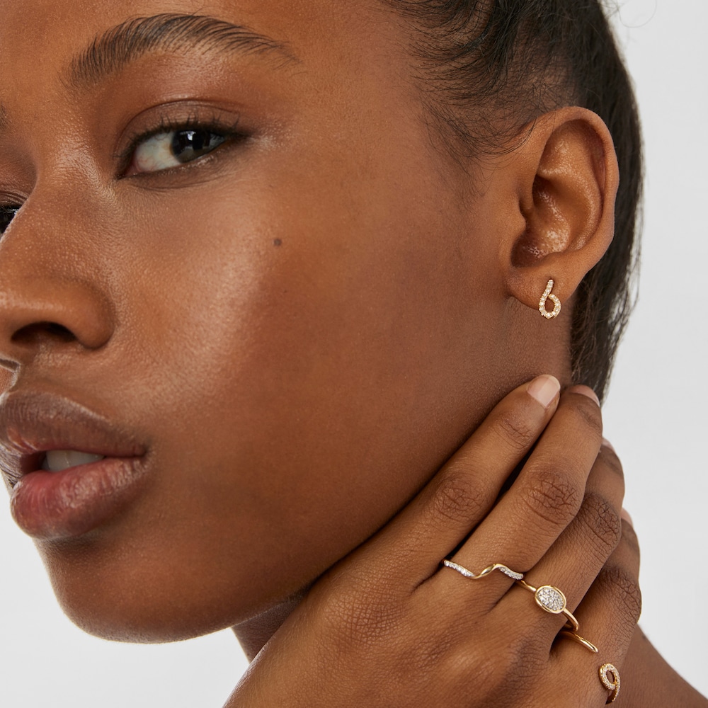 Gold Bent Earrings with diamonds