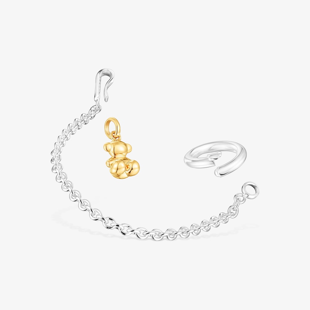 Set of two silver and silver vermeil TOUS Steps Charms with silver chain