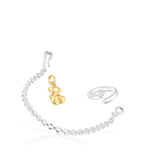 Set of two silver and silver vermeil TOUS Steps Charms with silver chain