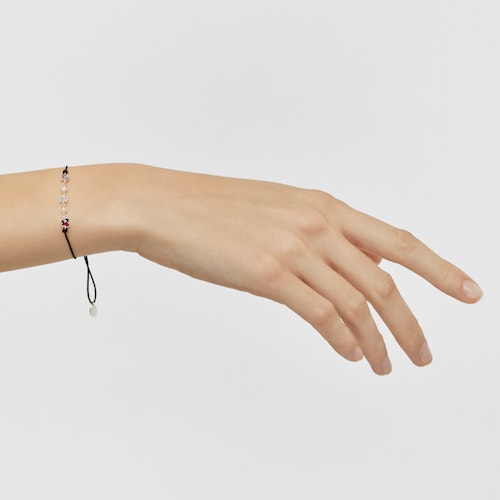 Pulsera de cord&oacute;n, plata, gemas y perlas cultivadas Bold Motif