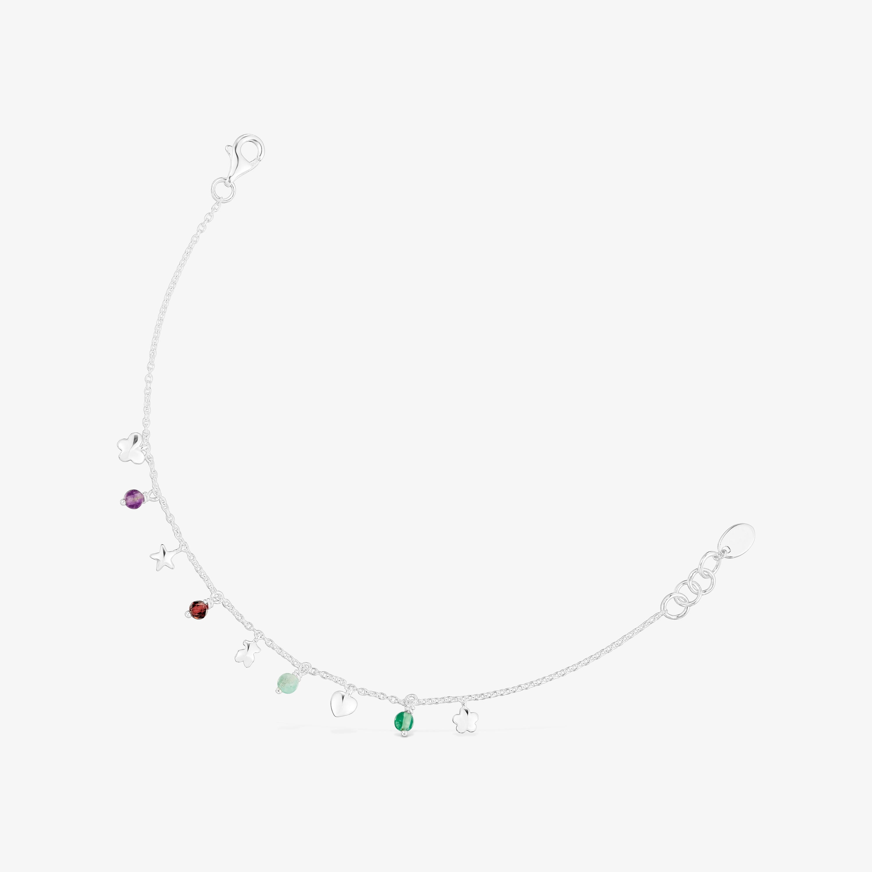 Silver Bold Motif Bracelet with gemstones and motifs