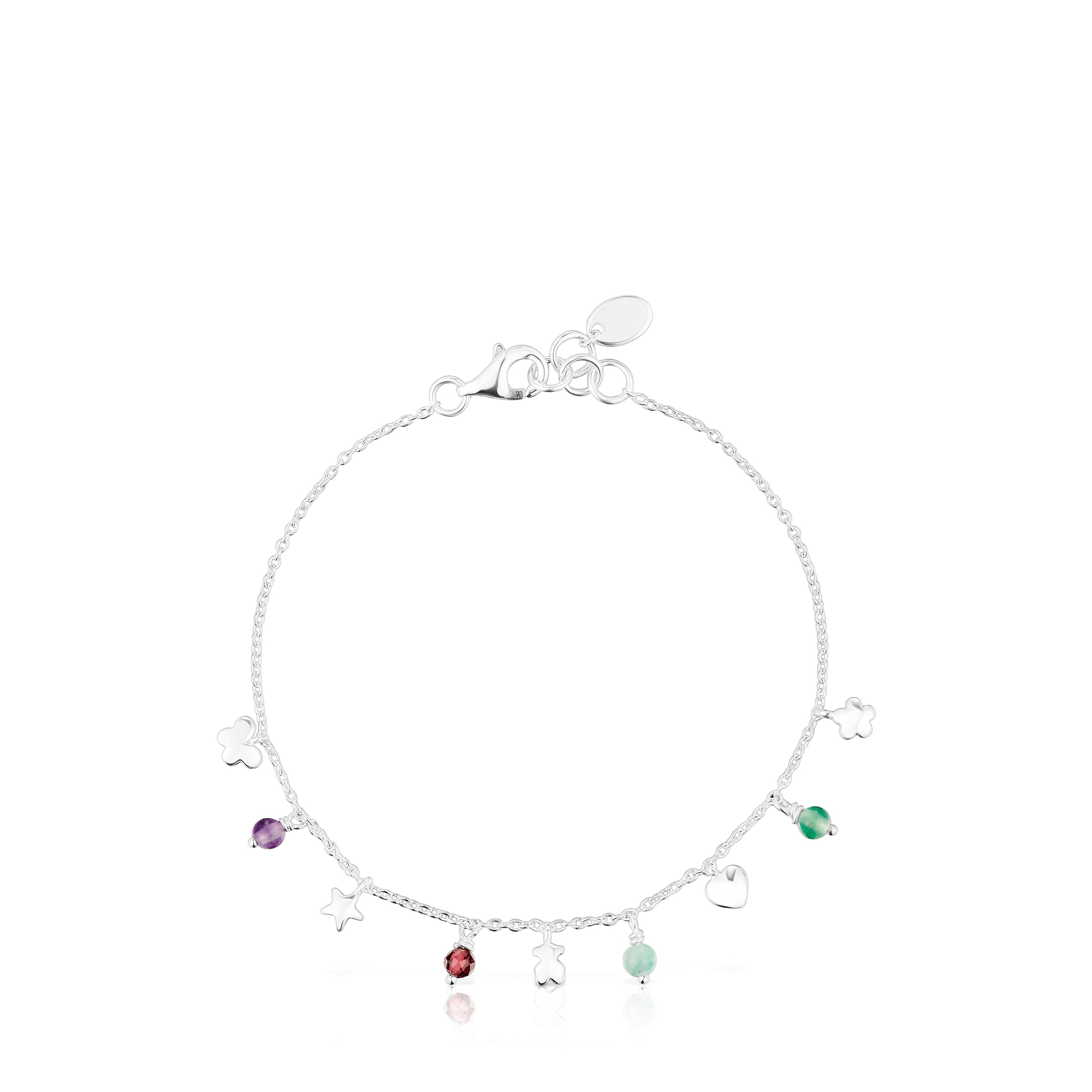 Silver Bold Motif Bracelet with gemstones and motifs