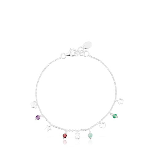 Silver Bold Motif Bracelet with gemstones and motifs