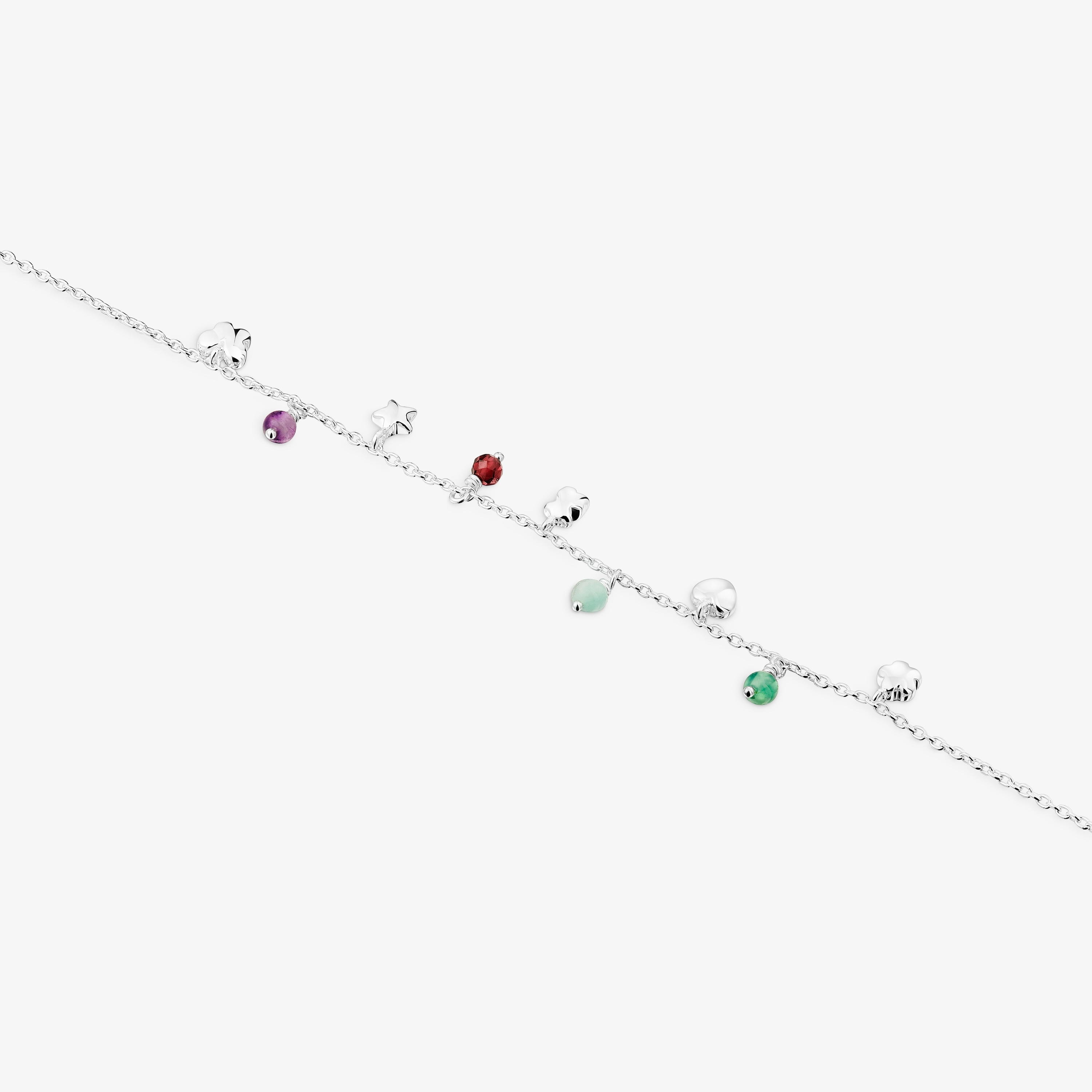 Silver Bold Motif Bracelet with gemstones and motifs