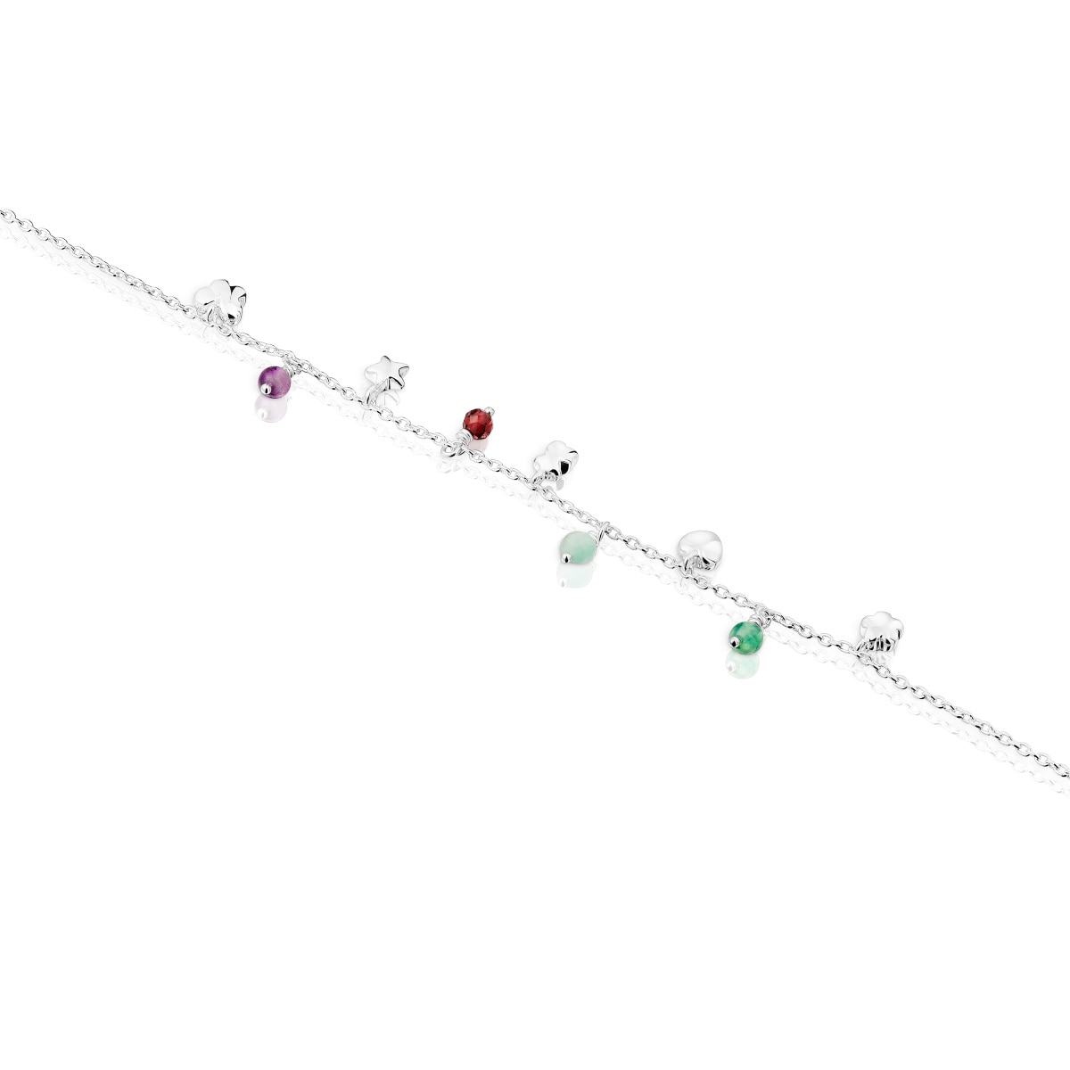 Silver Bold Motif Bracelet with gemstones and motifs
