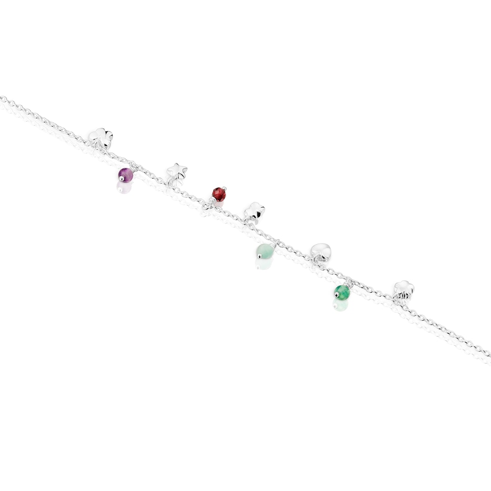 Silver Bold Motif Bracelet with gemstones and motifs