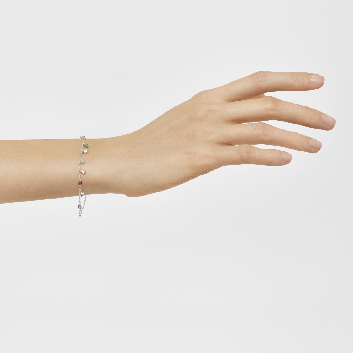 Silver Bold Motif Bracelet with gemstones and motifs