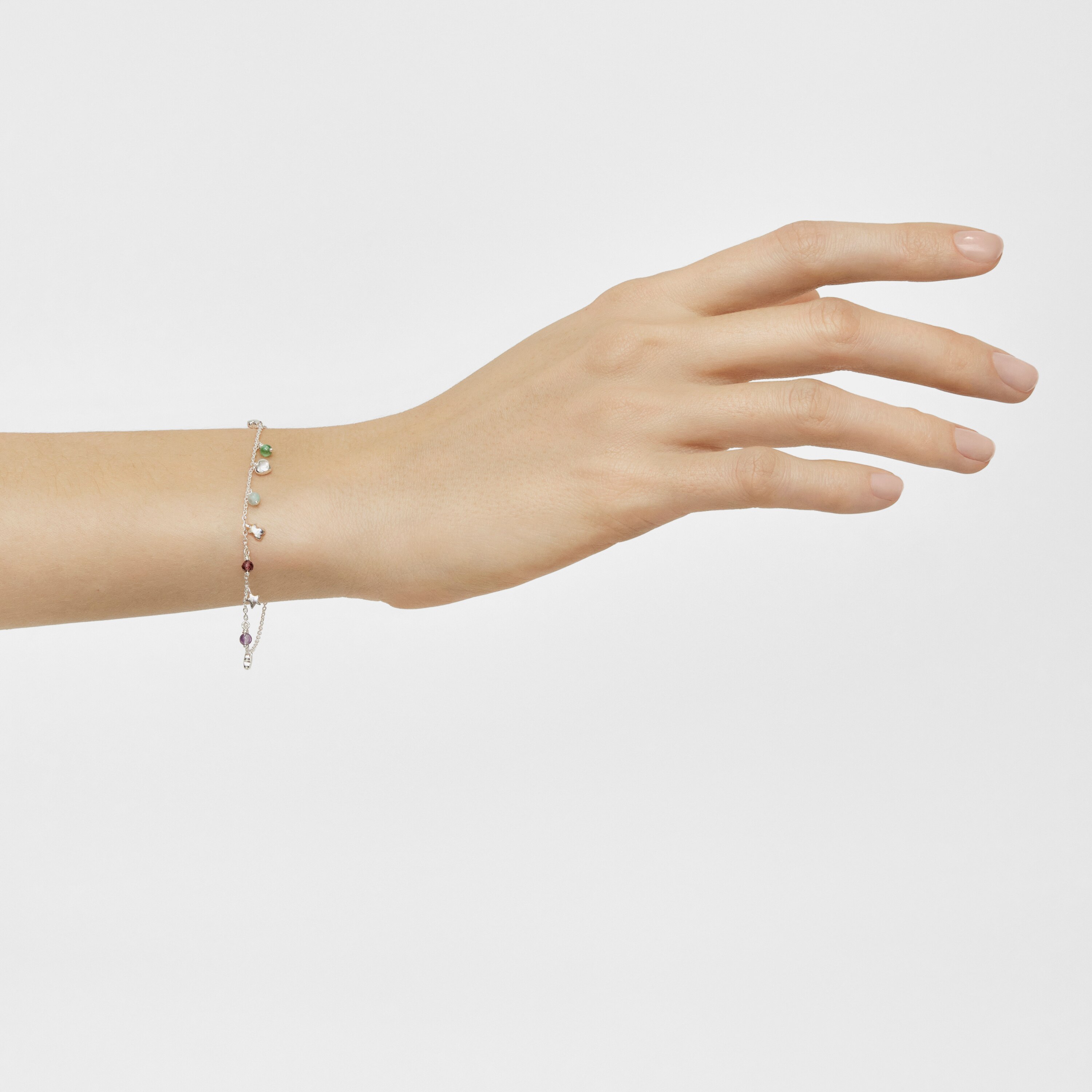 Silver Bold Motif Bracelet with gemstones and motifs