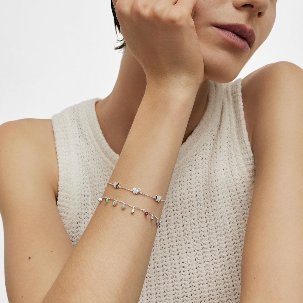 Pulsera de plata y gemas motivos Bold Motif