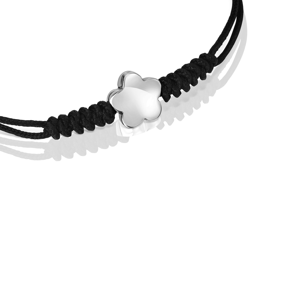 Nylon Bold Motif Bracelet with silver flower motif