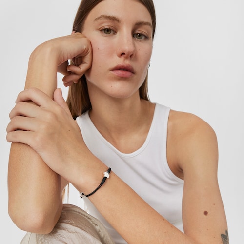 Pulsera de nylon con motivo flor de plata Bold Motif