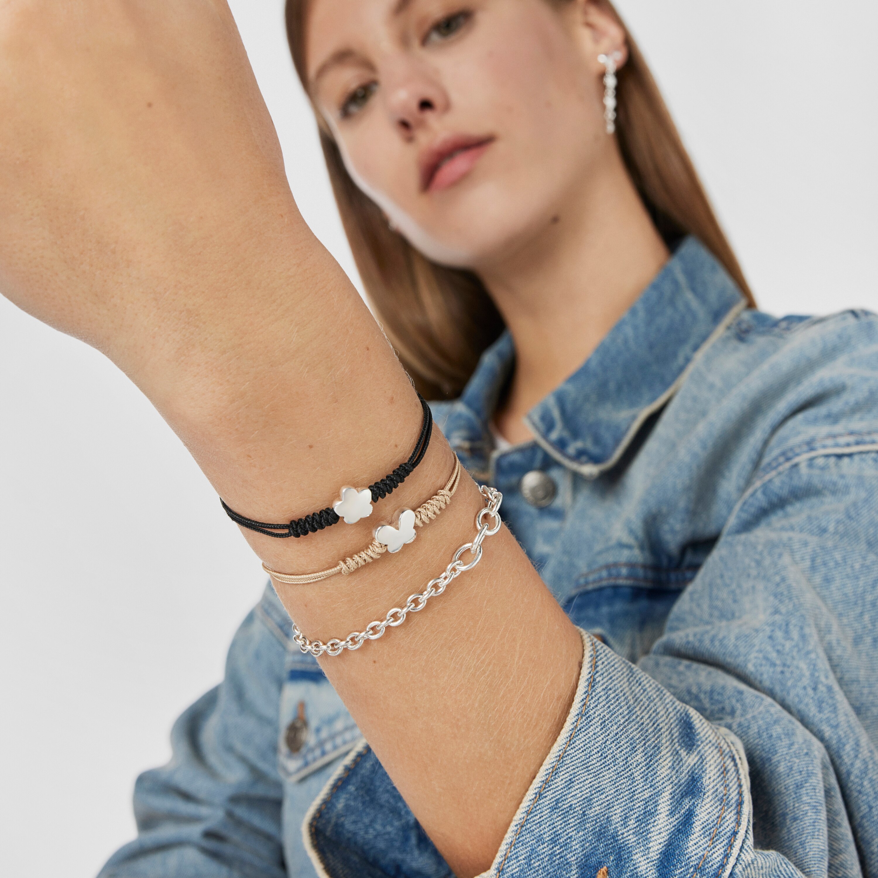 Nylon Bold Motif Bracelet with silver butterfly motif