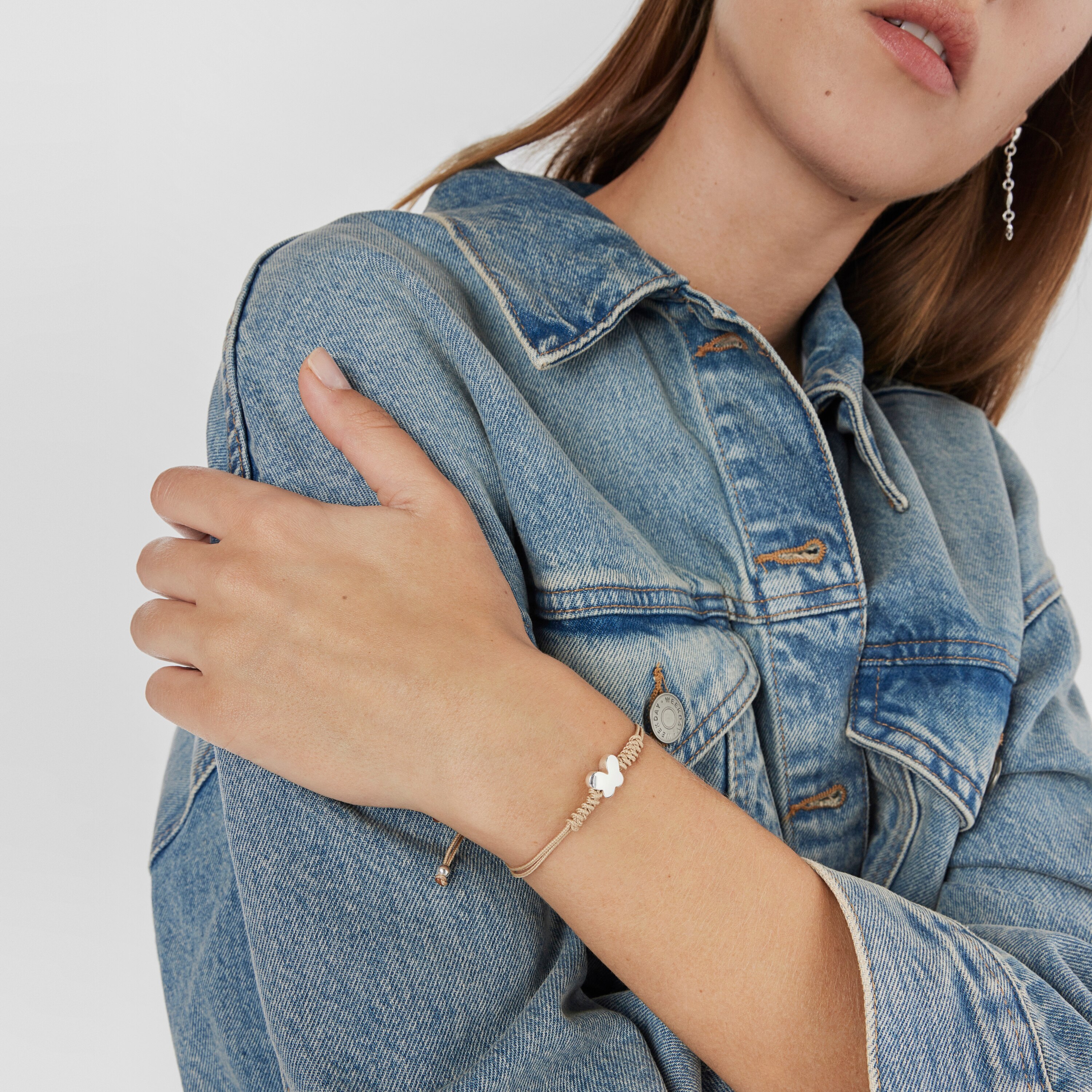 Nylon Bold Motif Bracelet with silver butterfly motif