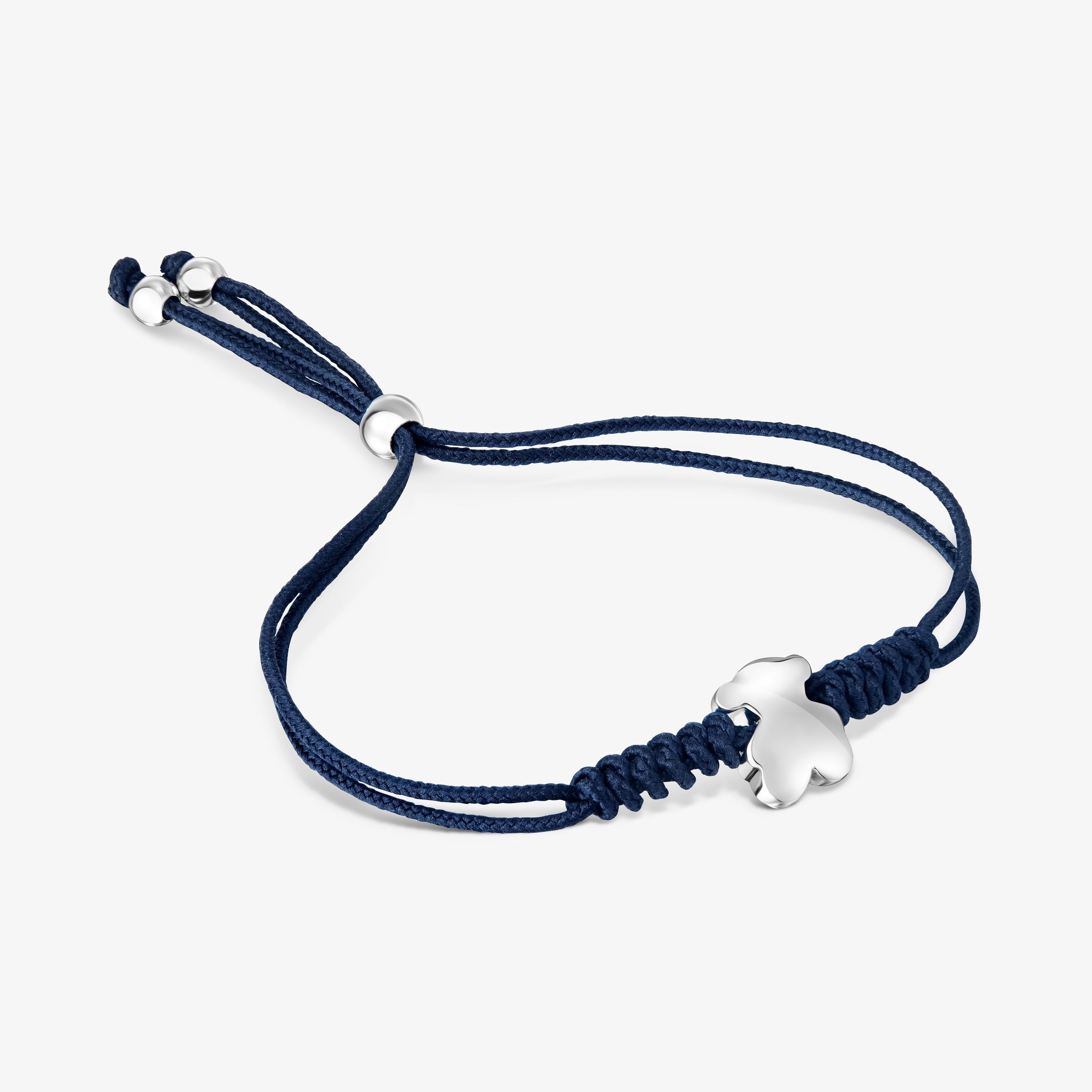 Nylon Bold Motif Bracelet with silver bear motif