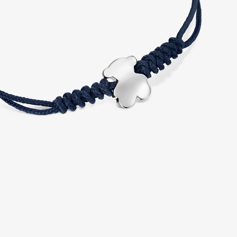 Pulsera de nylon con motivo oso de plata Bold Motif